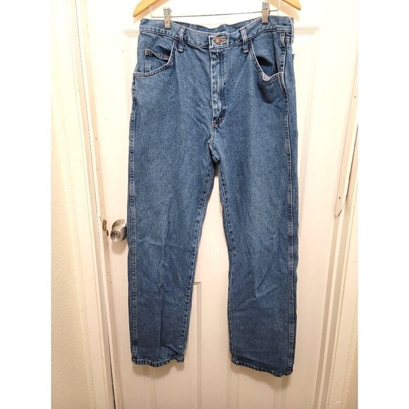 Vintage Rustler Loose Fit Tapered Leg Blue Denim Jeans Size 36 x 32 - Picture 2 of 9